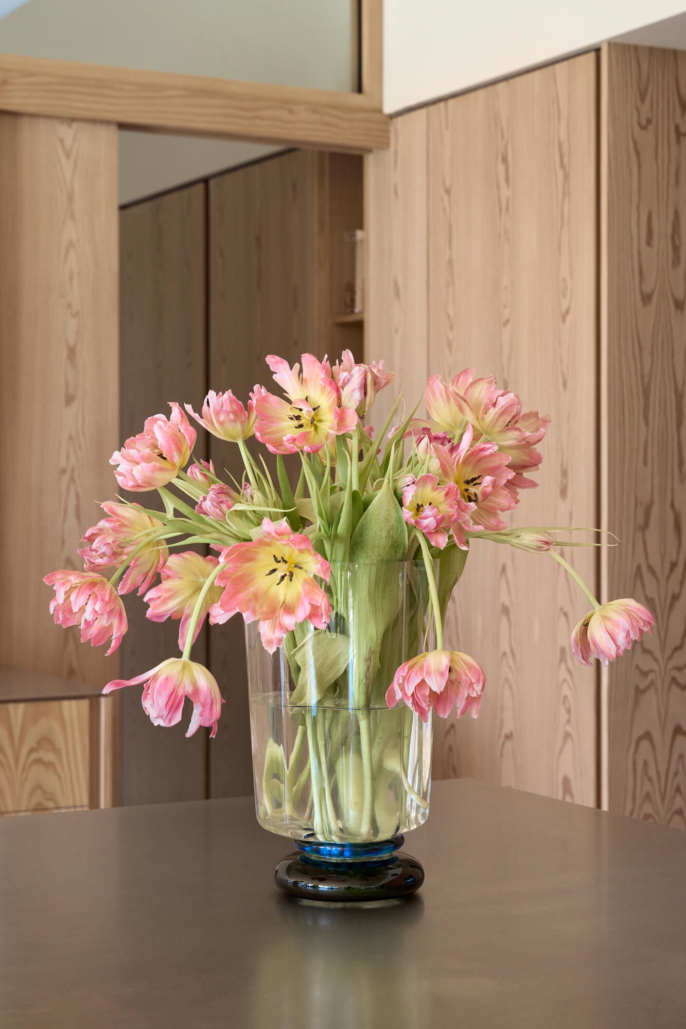 Verre vase, H28 cm - blå/grøn